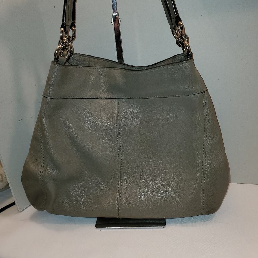 COACH LARGE GREY LEATHER 3 COMPARTMENT SAT⦠- Picture 1 of 9